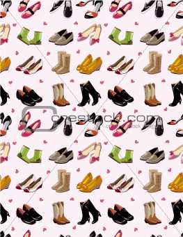 cartoon shoes set seamless pattern
