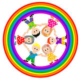 Children on rainbow