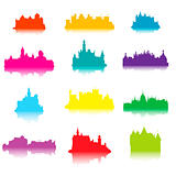 Colored castle silhouettes