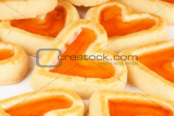 Heart shaped apricot jam cookies