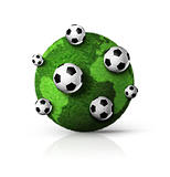 green grass world globe with soccer balls