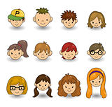 cartoon young people face icon
