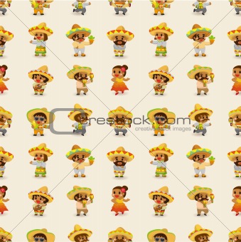 cartoon Mexican people-seamless pattern,vector
