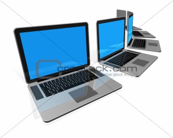 Laptop computers isolated on white