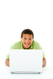 Portrait Of Teenage Boy On His Laptop