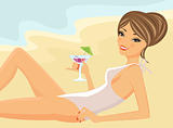 Cocktail girl on a beach