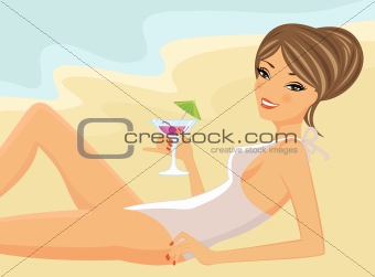 Cocktail girl on a beach