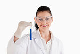 Smiling female scientist looking at the camera