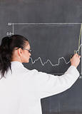 Scientist drawing charts on the blackboard