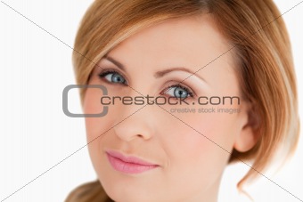 Isolated woman looking at the camera