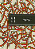 Fork, knife and spoon vintage menu cover design