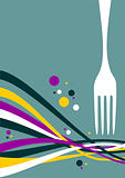 Fork with multicolored waves background