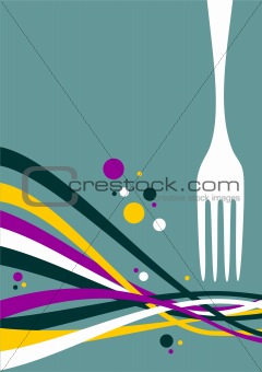 Fork with multicolored waves background