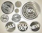 Set of grunge sale labels badges and stickers