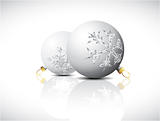 White Christmas bulbs with snowflakes ornaments