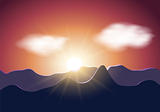 Sunrise mountains illustration