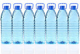 plastic bottles of mineral water in a row
