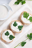 Canape with soft cheese