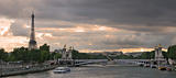 Panoramic view on Seine river and Eiffel Tower.