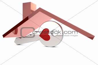 Key under a red roof