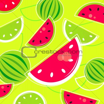 Fresh Summer Melon retro background / pattern - pink and green
