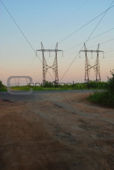 High-voltage line in perspective