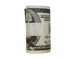 Rolled $100 dollar bills and adhesive tape isolated on white background