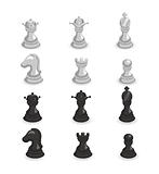 illustration of set of white and black chess 