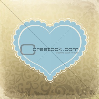 Vintage card with heart shaped space for text