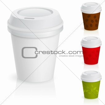 Set of takeaway coffee cups.