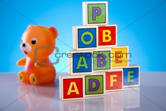 Colorful alphabet blocks, baby