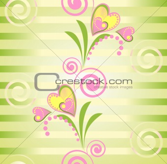Flower heart stripe seamless pattern