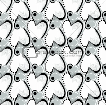 Retro black and white seamless heart pattern