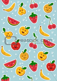 Happy fruits pattern