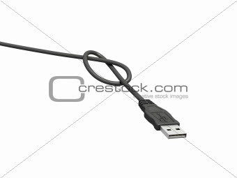 usb male connector with a knot
