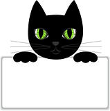 Black cat with a card