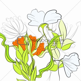 Template for card with summer flowers 