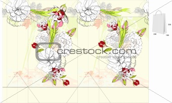 Template for bag with flowers 