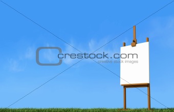 artist easel on grass
