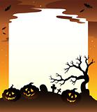 Frame with Halloween scenery 1