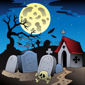 Halloween scenery with cemetery 1