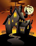 Scene with Halloween mansion 1
