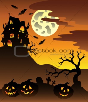 Scene with Halloween mansion 3