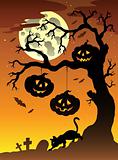 Scene with Halloween tree 2