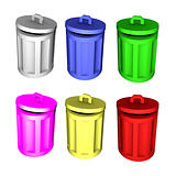3d colorful trash can symbols