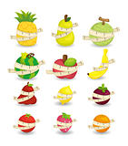 set of fresh fruit and ruler health icon