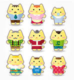 cartoon cat family icon set