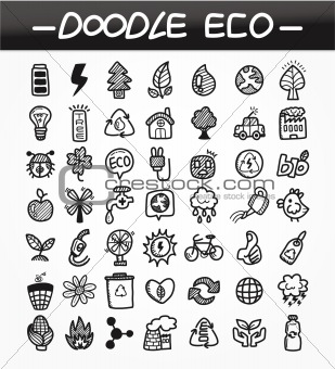 cartoon doodle eco icon set