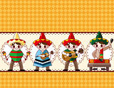 cartoon Mexican music band ,board card,vector
