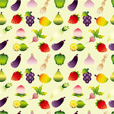 cartoon Fruits and Vegetable seamless pattern